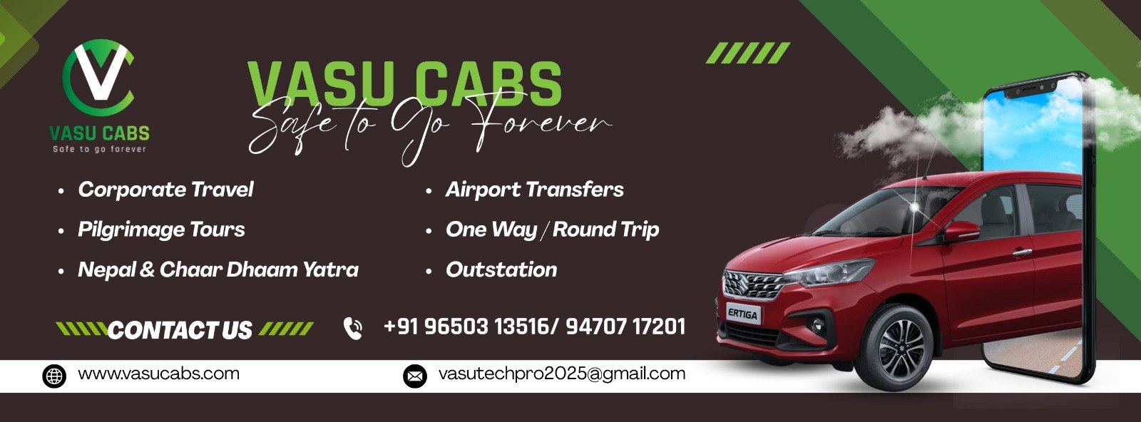 Vasu Cabs taxi service in Darbhanga Patna Muzaffarpur for airport transfers outstation corporate travel Char Dham Yatra